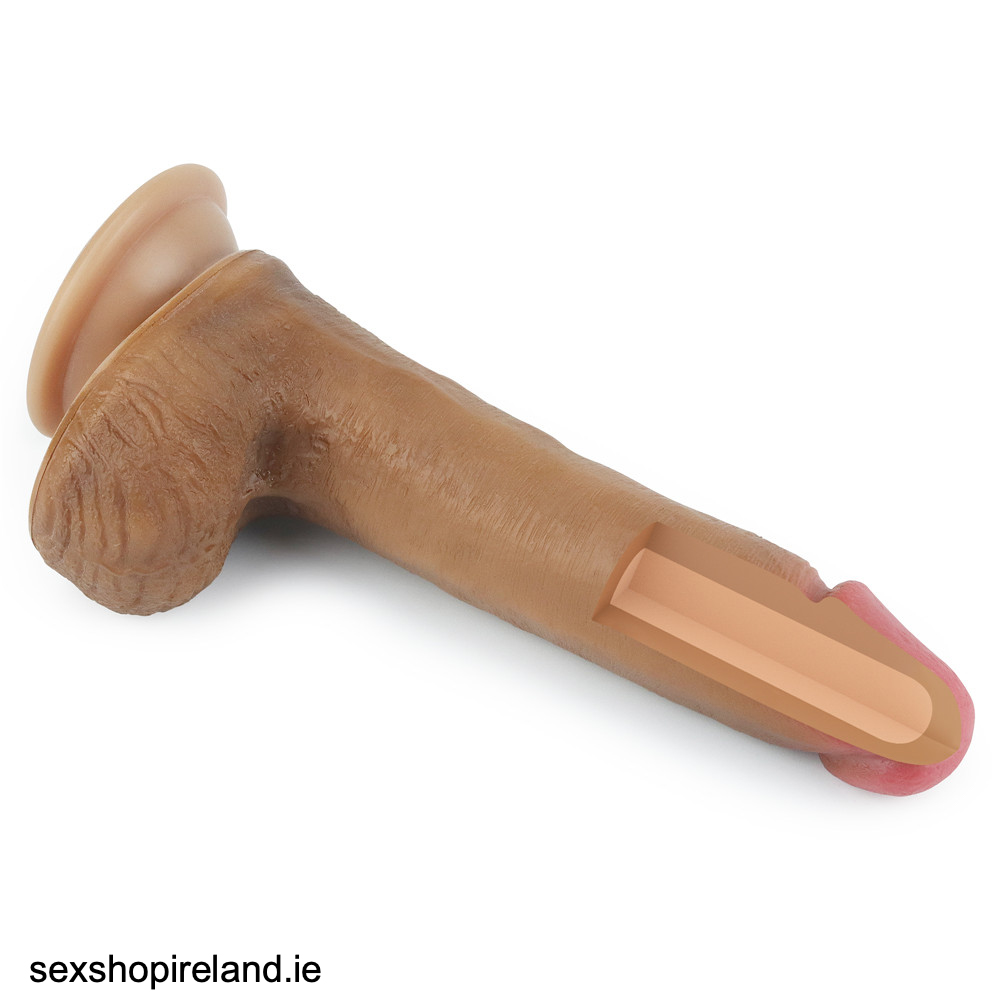 8 inch Dual layered Platinum Silicone Cock Brown