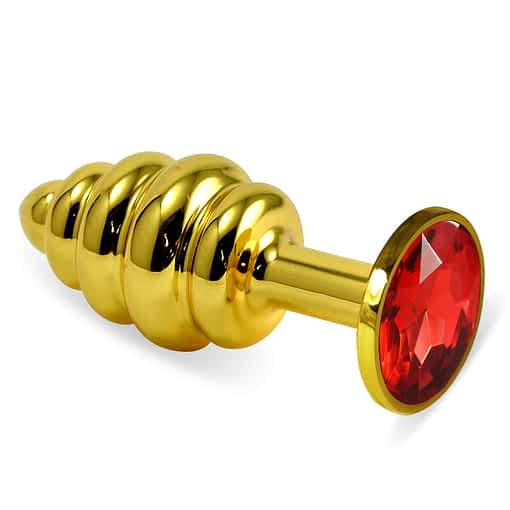 Rosebud Spiral Metal Anal Plug (Gold) Red-Blue or Pink